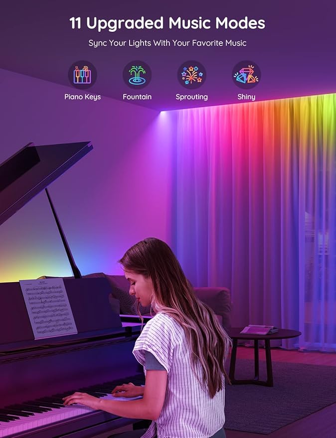 Govee RGBIC LED Strip Lights, 32.8ft Smart LED Lights for Bedroom, Bluetooth LED Lights APP Control, DIY Multiple Colors on One Line, Color Changing LED Strip Lighting Music Sync, Home Decor Govee