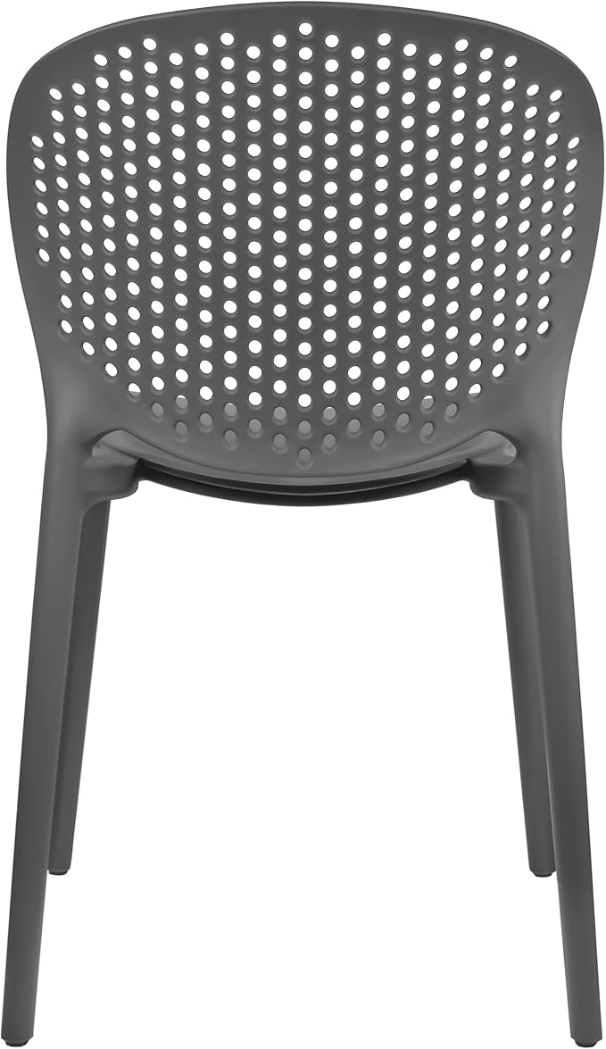2xhome Patio Dining Chair | Modern Stackable Outdoor Pool Side Chair | Weather Resistant Plastic for Yard, Porch, Balcony, Kitchen, Gray, Single, Set of 1 2xhome