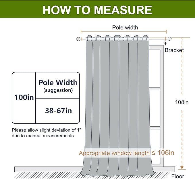 NICETOWN Extra Wide and Long Curtain - Thermal Insulated Drape Voice Canceling for Room Divider/Patio/Glass Door (White, 100 inches Width, 108 inches Length, Single Piece) NICETOWN