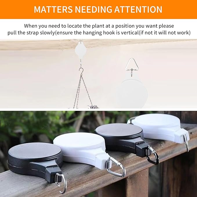 5PCS Adjustable Retractable Plant Pulley Hangers - Versatile Height Hooks for Hanging Baskets, Flower Pots, and Bird Feeders HOGXUAE