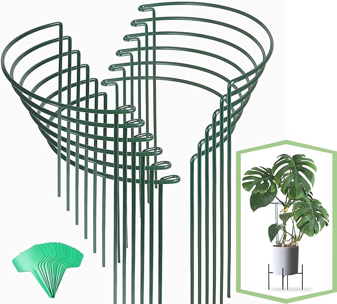 Joyhalo 12 Pack Plant Support Stakes, 16 Inch Plant Stakes for Outdoor Plants, Peony Cages and Supports, Peony Cage with 15 Pcs Twist Ties, Flower Stakes Peonies Support Cages for Plants Joyhalo