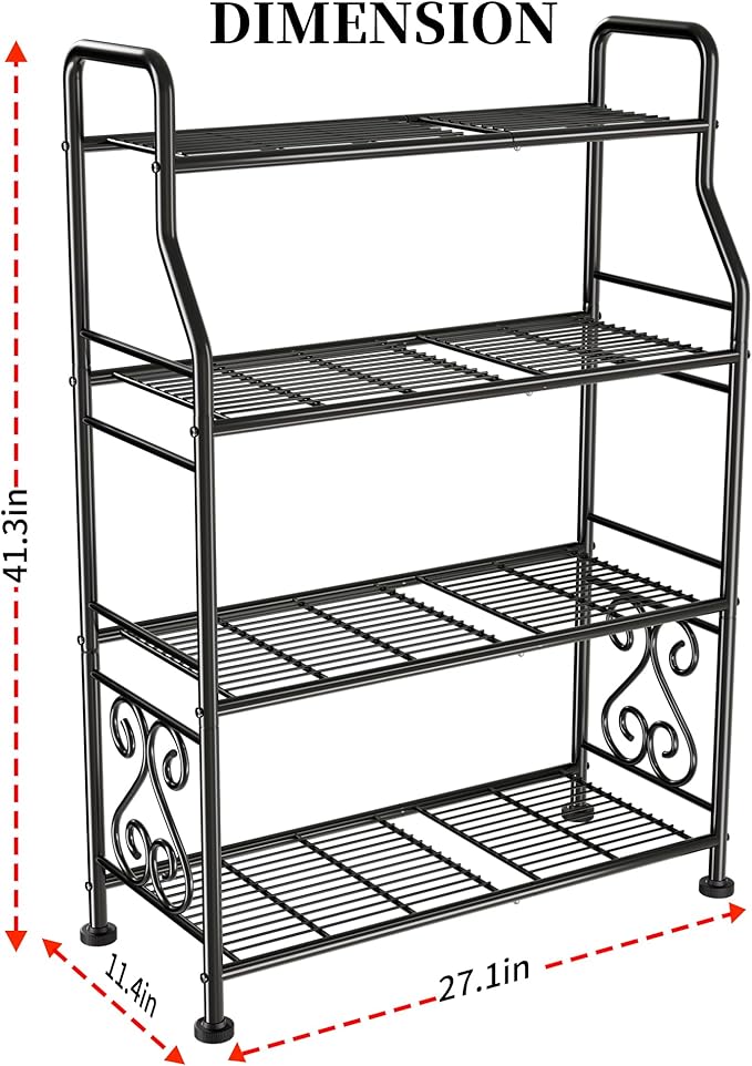GIOTORENT Plant Stand Outdoor Indoor 4 Tier Metal Waterproof - 41.3" Plant Shelf for Patio, Balcony, Living Room, Large Capacity Tiered Plant Rack, Black GIOTORENT