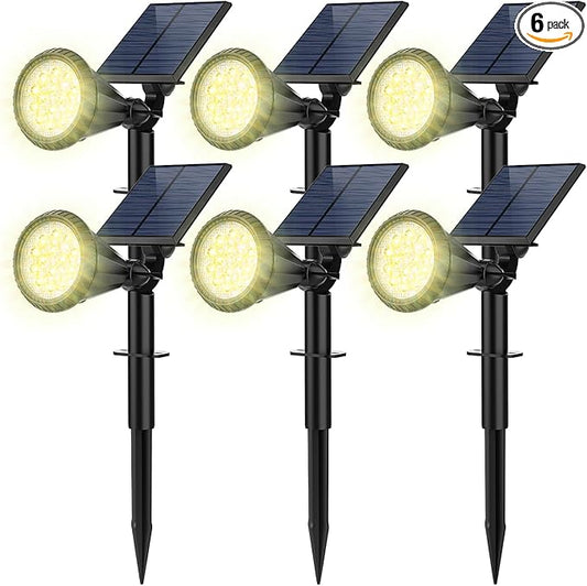 Outdoor Solar Spot Lights, 6 Pack IP65 Waterproof Spotlights with 4 Modes, Auto On/Off Solar Landscape Lights for Flood, Wall, Pathway (Warm White) FratinkSolarLights