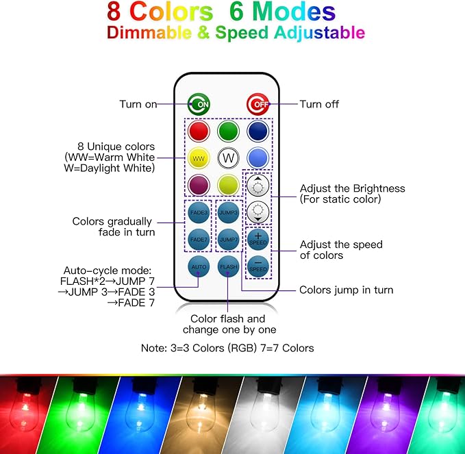 Mlambert 96Ft(2x48ft) Outdoor Patio Lights, RGB Dimmable Cafe String Lights with 30+5 Commercial Grade LED Edison Bulbs for Yard Balcony-Black 2 Pack Mlambert