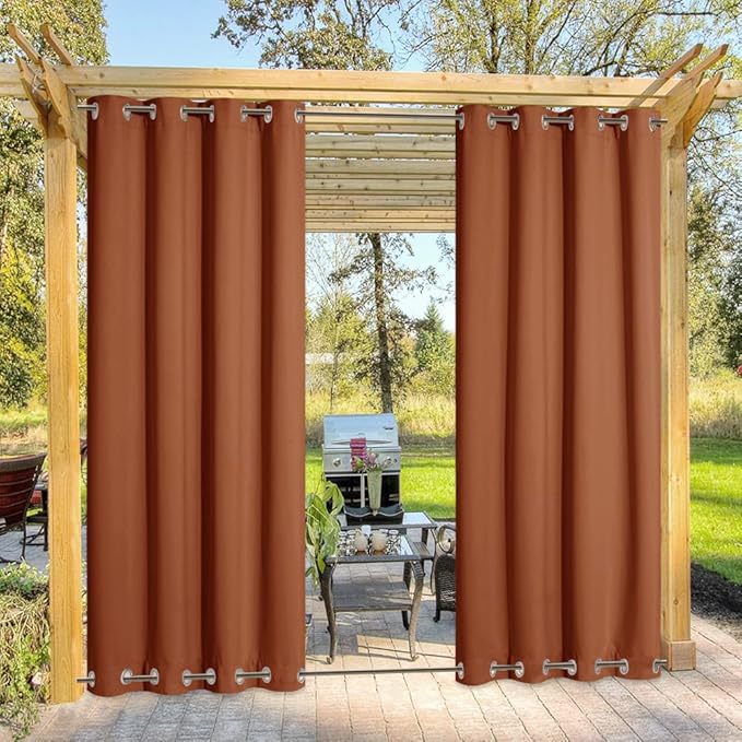 NICETOWN Outdoor Curtain for Patio Windproof, Thermal Insulated Rustproof Steel Top and Bottom Grommet Blackout Festival Decor Drape, Waterproof & Keep Privacy, Mecca Red, 1 Panel, W52 x L95 NICETOWN