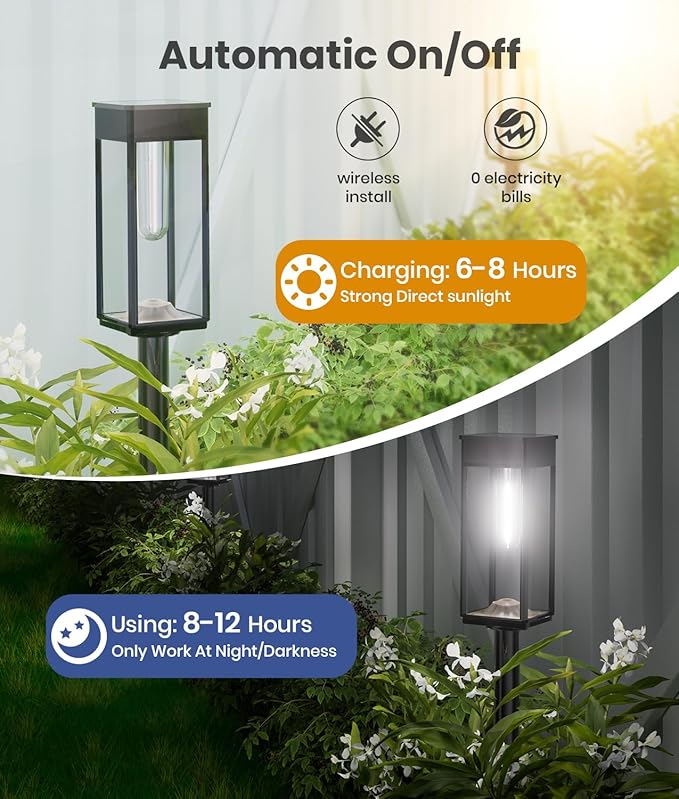 SUPER BRIGHT Solar Pathway Lights Outdoor, 8 Pack Solar Lights Outdoor, Auto On/Off, IP65 Waterproof Solar Garden Lights Solar Powered Landscape Lighting for Yard Patio Walkway Driveway Pathway Professionalproductionofsolarlightsoutdoor%EF%BC%9A%EF%BC%89