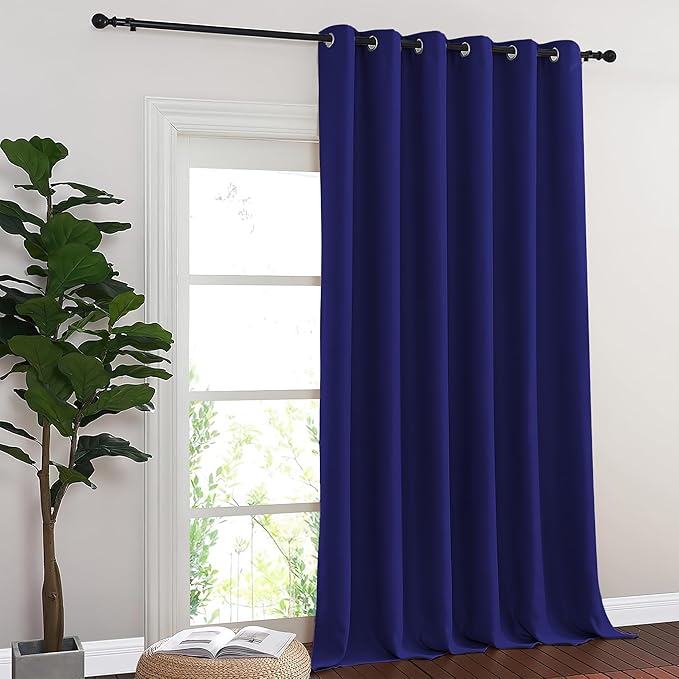 NICETOWN Blackout Curtains & Drapes - Privacy Thermal Efficiency Backdrop Curtains for Bedroom Room Divider Living Room Patio Sliding Glass Door, Wide 80 x Long 144 inch, Navy Blue, 1 Panel NICETOWN