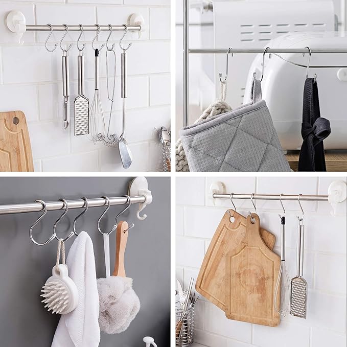Myfolrena 20 Pack S Hooks for Hanging, 3.4 Inch Metal S Shaped Hook Heavy Duty Hanging Hooks for Pots, Pans, Plants, Bags, Cups, Clothes (Silver) Myfolrena