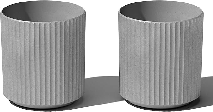 Veradek Demi Series Round Planter for Porch, Patio, Backyard | Durable Plastic-Stone Composite Material | Modern Décor for Tall Plants, Flowers VeradekOutdoor