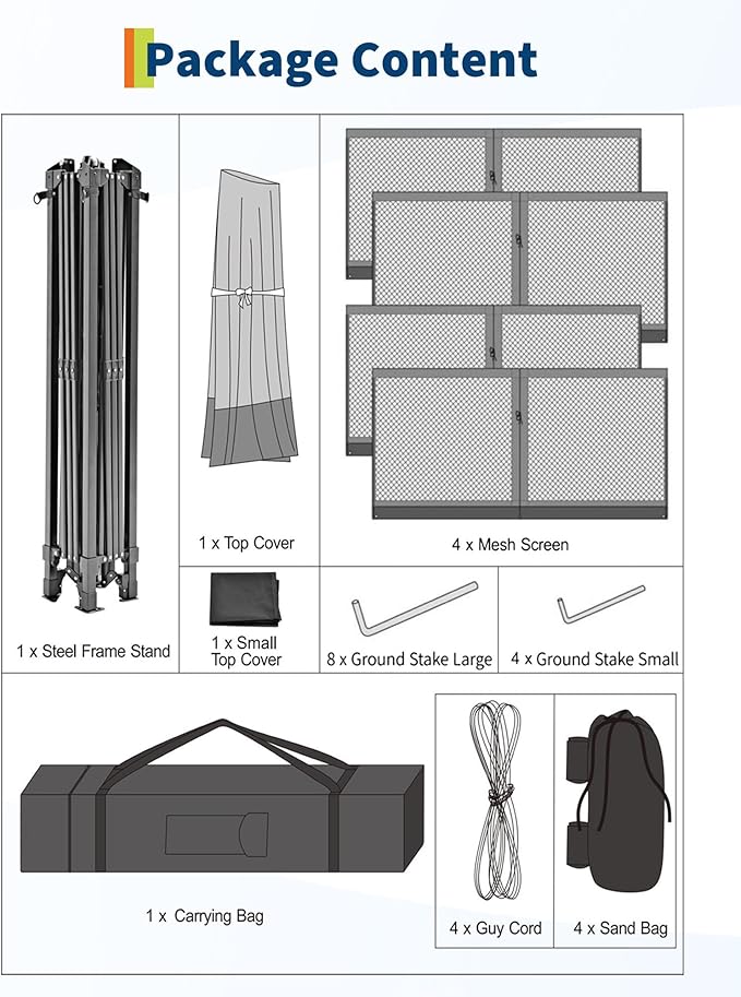 Canopy Tent 13x13 ft, Pop Up Gazebo One-Push Setup with 4 SandBags for Backyard Parties and BBQs, Mosquito Netting & Height Adjustable - Green GarveeLife