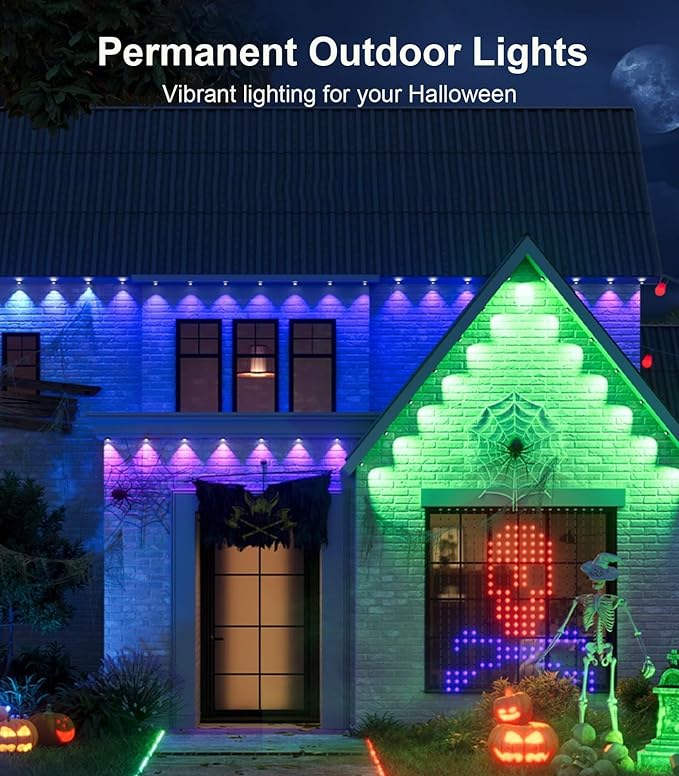 200FT Permanent Outdoor Lights for House, 2025 Smart RGB LED Outside Eaves Lights with APP Remote Control, IP67 Waterproof Outdoor Lighting Decor for Christmas Holiday, Halloween, Roof, Party, Daily BonvePet