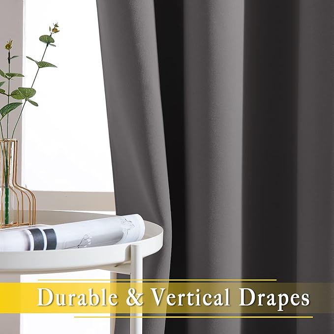 NICETOWN Sliding Door Curtains, Wide Thermal Blackout Patio Door Curtain Panel, Sliding Door Drapes/Draperies with Grommet Top (Gray, W80 x L84) NICETOWN