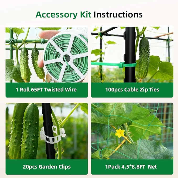 Cucumber Trellis for Raised Bed, U-Shape Garden Arch Metal Support for Climbing Plants, Metal Arch Plant Support Vegetables Trellis, Plant Support for Vine Outdoor (Black, 47*30*47inch(L*W*H)) Laodier