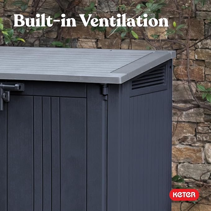 Keter Store-It-Out Prime 4.3 x 3.7 ft. Outdoor Resin Storage Shed with Easy Lift Hinges, Perfect for Yard Tools, Pool Floats and Garden Accessories, Black Keter