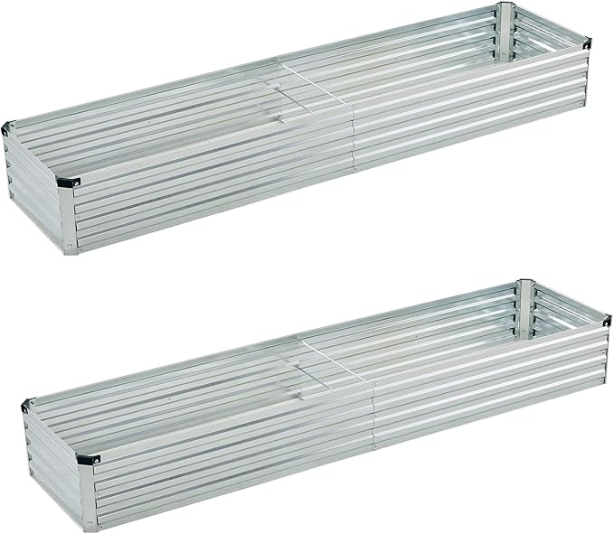 6x1.5x1ft(2 Pack) Galvanized Raised Garden Bed,Outdoor Planter Box Metal Patio Kit Planting Bed for Vegetables Flowers Herb,Silver Foxlang
