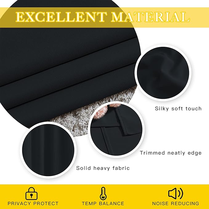 NICETOWN Blackout Curtain for Sliding Door, Patio Door Curtains, Thermal Insulated Wide Drapes/Draperies for Bedroom (Black, 80 by 84 inches) NICETOWN