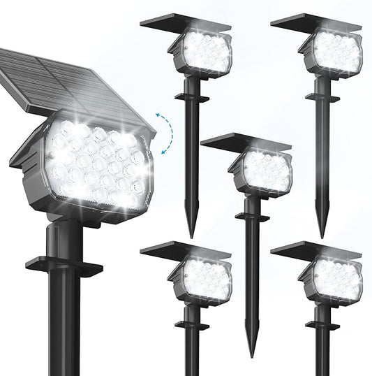 VOLISUN Solar Spotlight Outdoor, IP67 Waterproof Solar Landscape Spot Lights，Uplights for Yard Garden Pathway - 6 Pack (Cool White) 27 LED 3 Lighting Modes VOLISUN