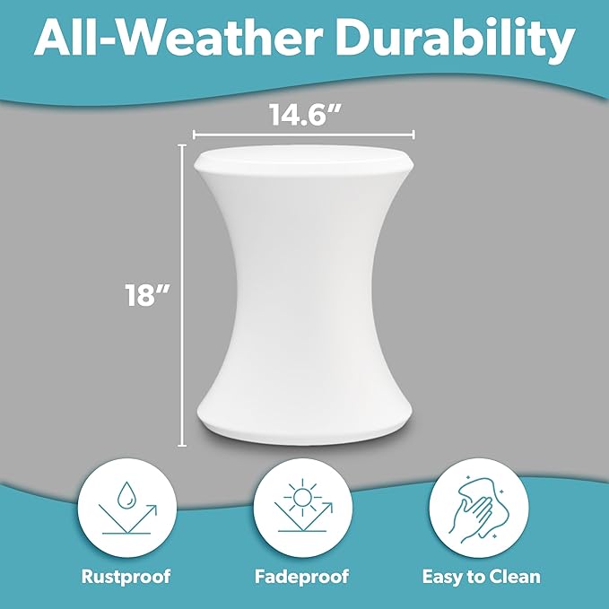Coast Modern Outdoor Side Table - Lounger Table for Inside Pool or on Patio - All-Weather Furniture for Sun Shelf Up to 15" – White GoSports