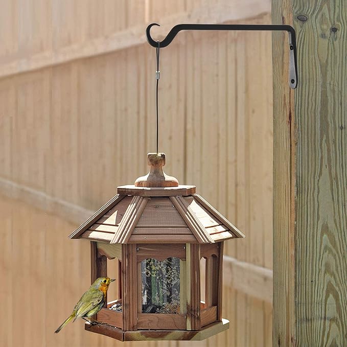 12" Plant Hangers 6-Pack - Heavy Duty Rust-Resistant Steel Hooks for Bird Feeders, Indoor/Outdoor Plants & Wall Decor, Black YELOKIE