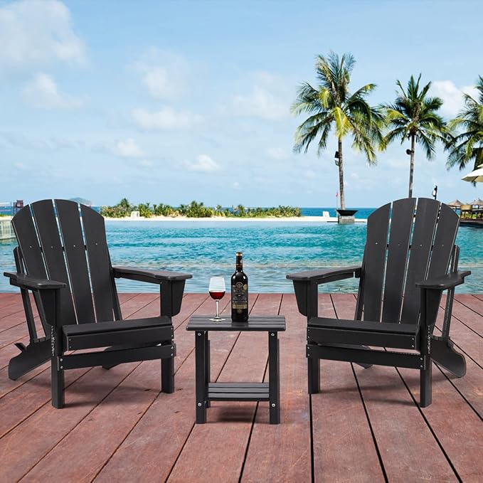 Adirondack Outdoor Side Table, 2-Tier Sturdy Patio End Table Weather Resistant, 16.5" Solid Side Table for Patio, Pool, Porch Apolimi
