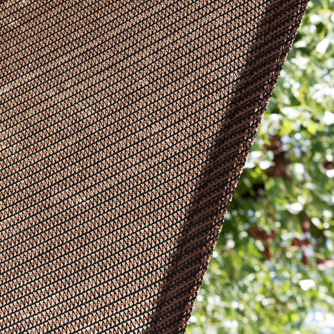 Amgo 14' x 14' x 19.8' Brown Right Triangle Sun Shade Sail UPF50+ Canopy Awning AGSLT, 95% UV Blockage, Water & Air Permeable, 200GSM Heavy Duty Commercial and Residential (We Make Custom Sizes) Amgo