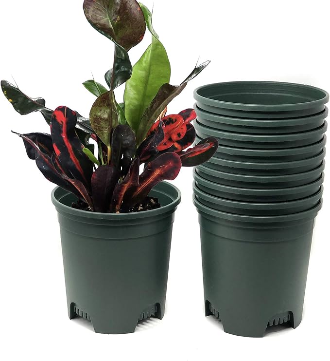 1.5 Gallon Green Nursery Pot Plastic Planters for Outdoor Indoor Plants Gardening Flower Pots 10-Pack 7.5 in Pot Liners with Drainage Holes CottaPlanters