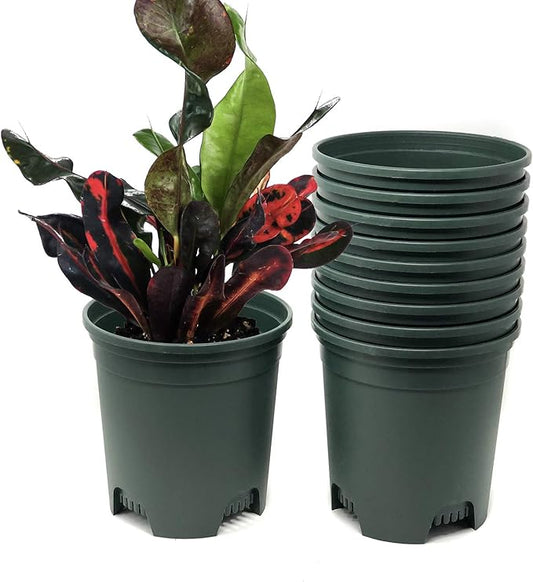 1.5 Gallon Green Nursery Pot Plastic Planters for Outdoor Indoor Plants Gardening Flower Pots 10-Pack 7.5 in Pot Liners with Drainage Holes CottaPlanters