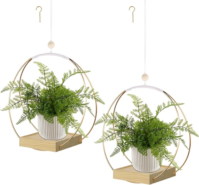 Hanging Planter for Indoor Plants, Plant Hanger with Sturdy Wood Base,Modern Boho Macrame Plant Hanger,Wall Ceiling Window Stands(Plants/Pots Not Included) hismocal