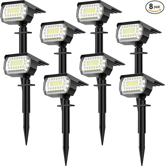 LANSOW Solar Spot Lights Outdoor, [8 Pack/76 LED] 2-in-1 Solar Landscape Spotlights, 3 Modes IP65 Waterproof Dusk to Dawn Solar Powered Flood Wall Lights for Outside Yard Garden Pathway(Cool White) LANSOW