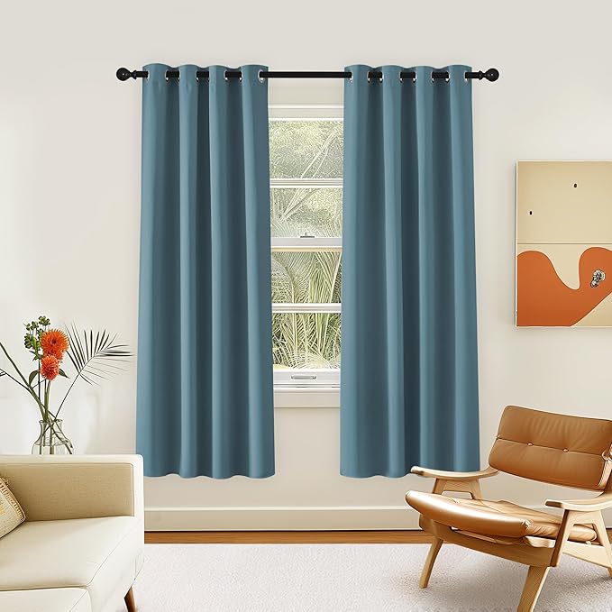 NICETOWN Room Darkening Curtain for Living Room - Energy Saving Thermal Insulated Grommet Room Darkening Curtain/Drape for Bedroom (1 Panel, 46 by 72, Smoky Blue) NICETOWN