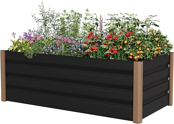Garvee Large Aluminum Raised Garden Bed 6.5' x 2.5' x 16", Open-Bottom Jumbo Size for Serious Gardening, with Rounded Safety Corners & Anti-Cut Trim, Outdoor Planter Box Kit, Gray Garvee