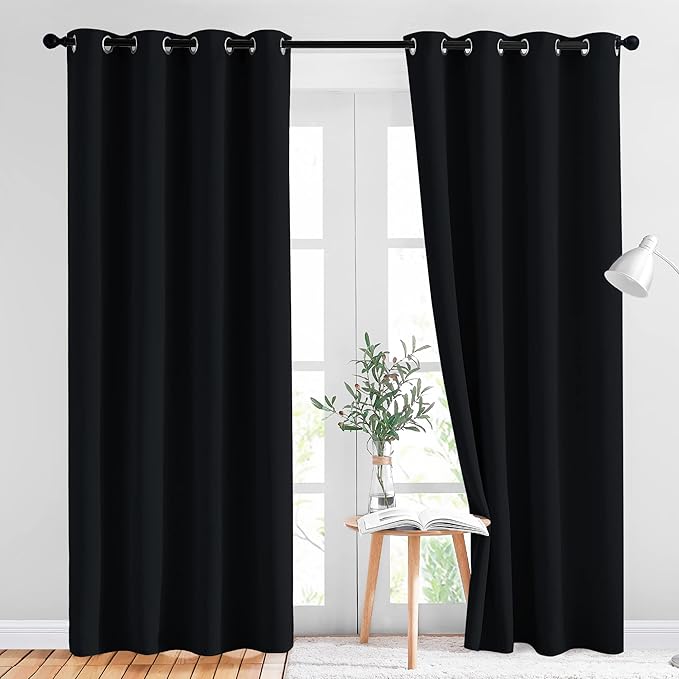 NICETOWN Black Out Dooway Curtain 80 inches Long, Grommet Thermal Insulated Window Treatment Light & Sound Blocking Drapes for Living Room/Hallway, W52 x L80, 1 Panel NICETOWN