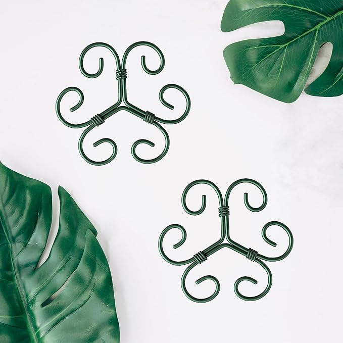 4PCS Green Iron Monstera Support, Uniquely Designed Plant Support Stakes for Indoor Plants, Stable Plant Stakes and Supports, Turtle Shell Bamboo Clamp Set for Thriving Growth Rootora