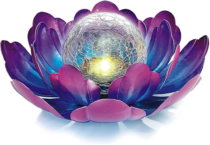 WNP Solar Lotus Flower Light Outdoor Decorations,Solar Powered Outdoor Garden Decorative,Garden Decor Birthday Gift for Women Mom Grandma Decor Light,Waterproof Metal Lotus Yard Outside Decoration WNPMakeYourLifeBeautiful