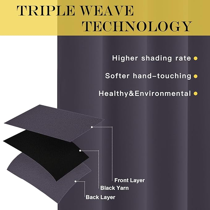 NICETOWN Bedroom Curtain Room Darkening Drapery 102 inches Length - Home Fashion Thermal Insulated Grommet Room Darkening Curtain for Living Room (Greyish Purple, 1 Panel, 52 x 102 inches) NICETOWN