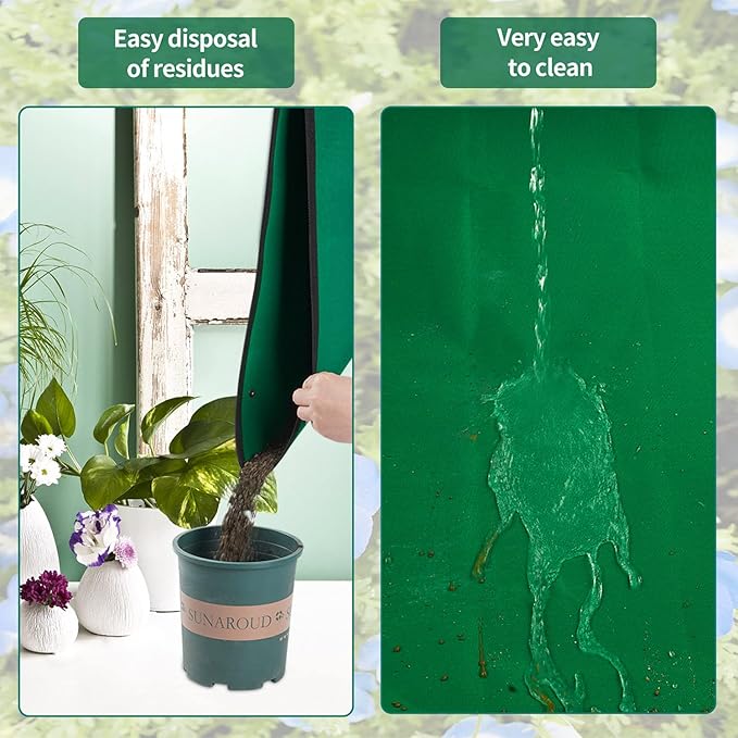 Plant Repotting Mat for Indoor Plants Transplanting Table Top Gardener Portable Potting Tray Potting Soil Tidy Tray Succulents Bonsai Planting Gardening Mat Garden Gifts for Women 29.5"x29.5" FocusonGardeningProjects