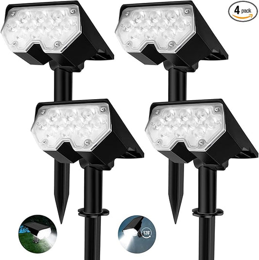 All-New Solar Spot Lights Outdoor Waterproof，20 LEDs Solar Tree Lights with 2 Modes,Landscape Spotlights for Pathway, Patio, Garden, Trees,Flag,Pool (4 Pack,White Light) FOSUNKER