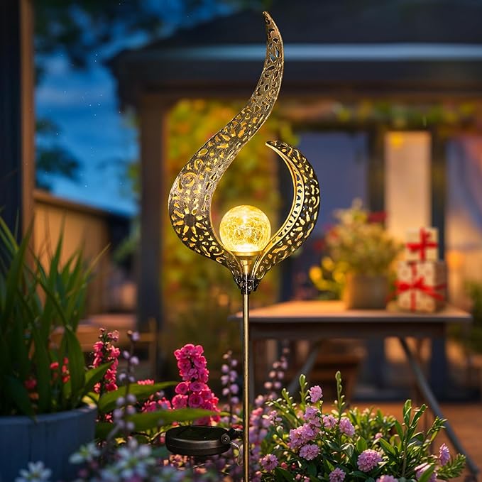 HOMEIMPRO Outdoor Solar Garden Lights Waterproof, Gifts for Mom Dad, Yard Art, Pathway, Lawn Ornaments, Outdoor Decor,Birthday Gifts for Wife Women (Bronze,2Pack) Homeimpro