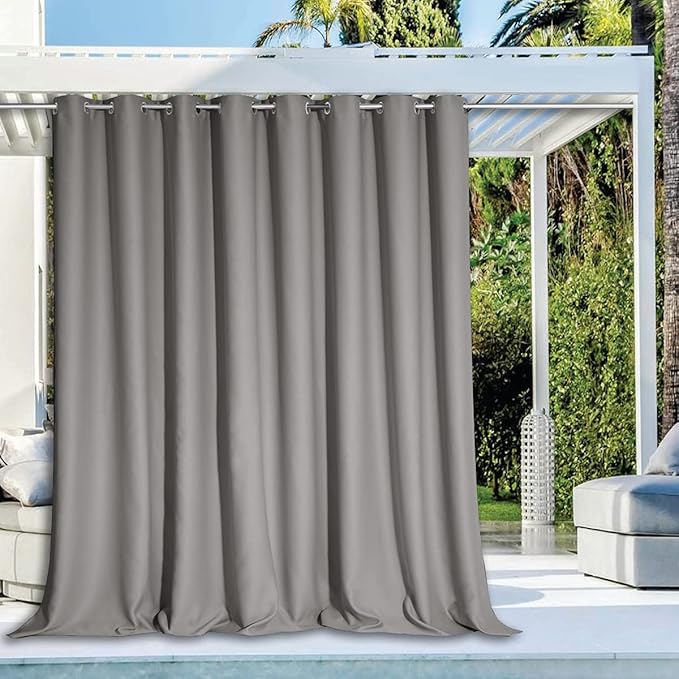 NICETOWN Outdoor Privacy Curtain for Patio Waterproof, Rustproof Grommet Top Thermal Insulated Blackout Indoor Outdoor Living Divider for Porch/Gazebo, Slate Grey, 1 Panel, W120 x L84 NICETOWN