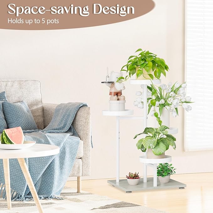 iDavosic.ly 4 Tier Plant Stand Indoor, Tiered Corner Flower Holder Shelf Outdoor, Metal Tall Orchid Display Rack for Patio Porch Garden Balcony Office Living Room, Space Saving, White iDavosicly