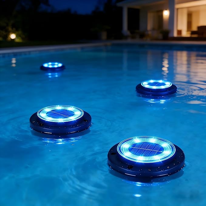 Flacchi Solar Lights Outdoor - Solar Powered Ground Lights Outdoor Solar Disk Light Waterproof Landscape Light for Patio Yard Pathway Walkway Driveway (Blue, 12 Pack) Flacchi