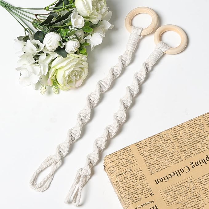 3 Pack Adjustable Macrame Plant Hanger Extenders Connectable Rope Hanging Plant Extender Handmade Woven Hanging Basket Extension with Wooden Ring for Indoor Outdoor Plant Pot Holder (Style 1, 3) SUMERSHA