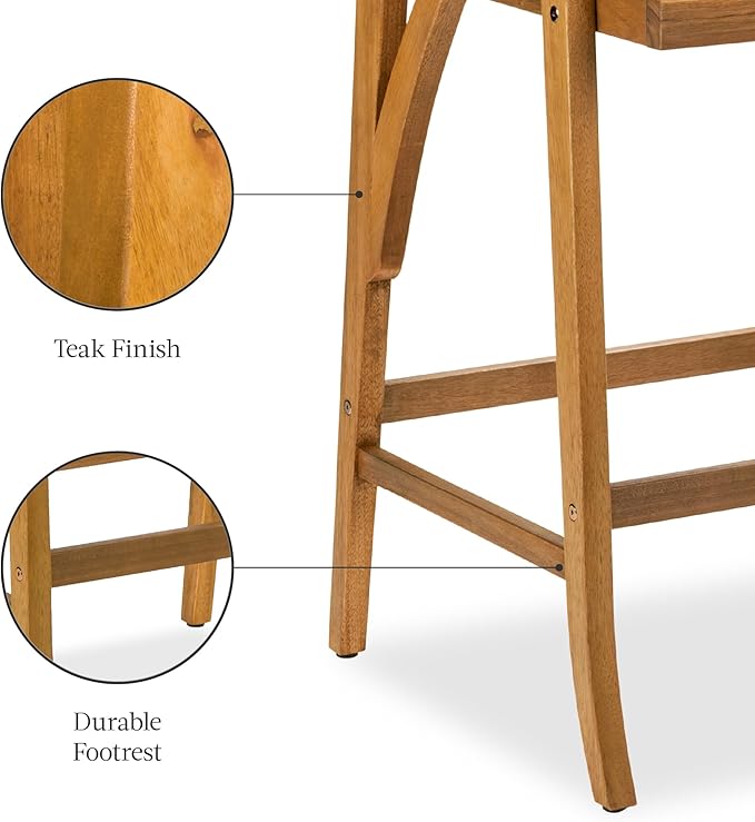 Best Choice Products Set of 2 Outdoor Acacia Wood Bar Stools Bar Chairs for Patio, Pool, Garden w/Weather-Resistant Cushions - Sage BestChoiceProducts