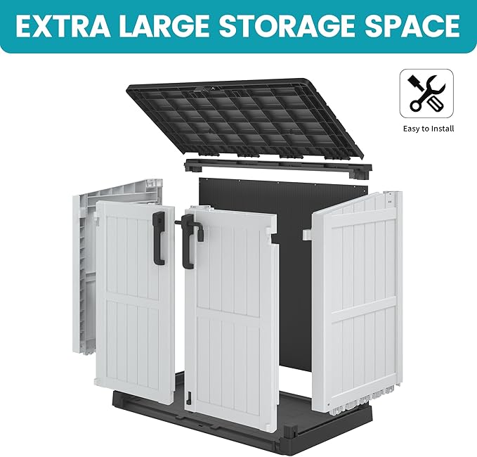 LHBcraft Outdoor Storage Cabinet 36 Cu Ft with Lockable Doors, Portable Horizontal Storage Shed, Resin Outdoor Storage Box Waterproof for Patio-Easy to Assemble LHBcraft-US