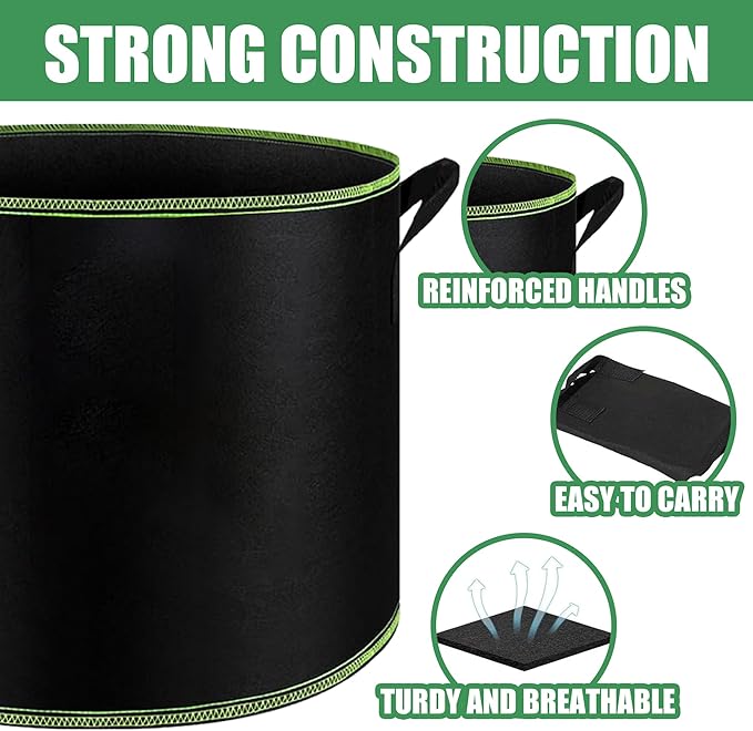 1-Pack 100 Gallon Plant Grow Bags, Thickened Nonwoven Fabric Pots with Handles,Sturdy Garden Planters Aeration Gardening Container to for Plants, Vegetables, and Flowers FVOTNW