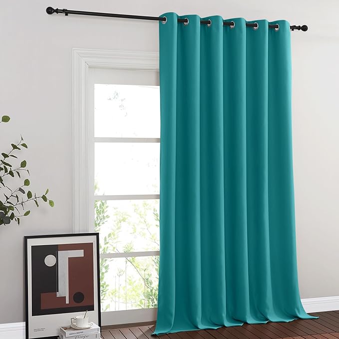 NICETOWN Blackout Curtains & Drapes - Privacy Thermal Efficiency Backdrop Curtains for Bedroom Room Divider Living Room Patio Sliding Glass Door, Wide 80 x Long 144 inch, Peacock Teal, 1 Panel NICETOWN
