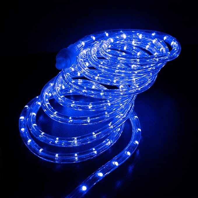 50ft 360 LED Rope Lights Outdoor, Connectable and Flexible Tube Lights with 8 Modes, Waterproof Indoor Outdoor LED Rope Lighting for Deck, Garden, Pool, Fences,Patio, Indoor Outdoor Decorations (Blue) Jnaurb