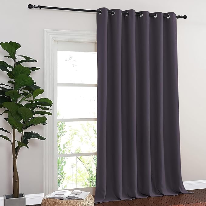 NICETOWN Blackout Curtains - Privacy Thermal Efficiency Backdrop Curtains for Bedroom Room Divider Living Room Patio Sliding Glass Door, Wide 80 x Long 144 inch, Greyish Purple, 1 Panel NICETOWN