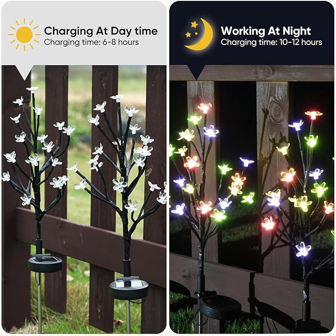 Solar Garden Lights Waterproof, Solar Lights Outdoor Decorative 4Pack,80Led Solar Powered Flowers Garden Decor,Fairy Lights Yard,Pathway,Outside Decorations,Gardening Gifts for Women Mom IUEECEN