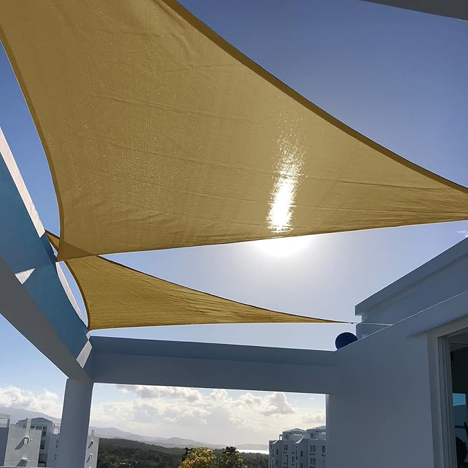 SUNNY GUARD Sun Shade Sail 10'x10'x14' Right Triangle Sand UV Block Sunshade for Backyard Yard Deck Patio Garden Outdoor Activities and Facility(We Make Custom Size) SUNNYGUARD